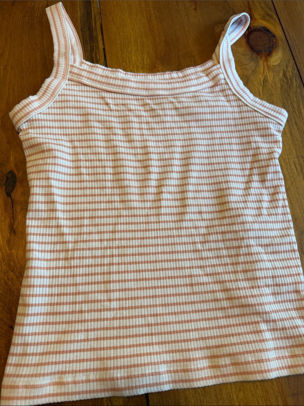 American Eagle Outfitters Pink and White Ribbed Striped Tank